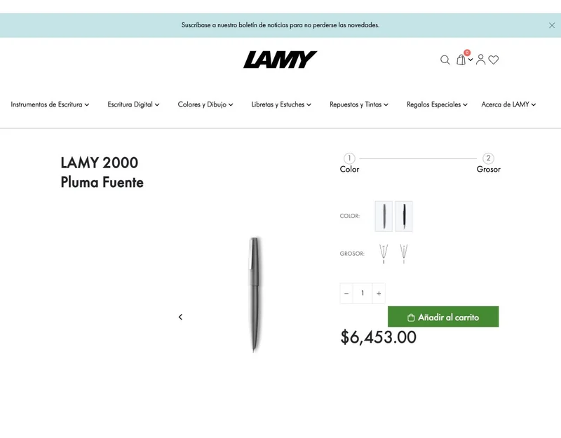 Product page from LAMY Shop México